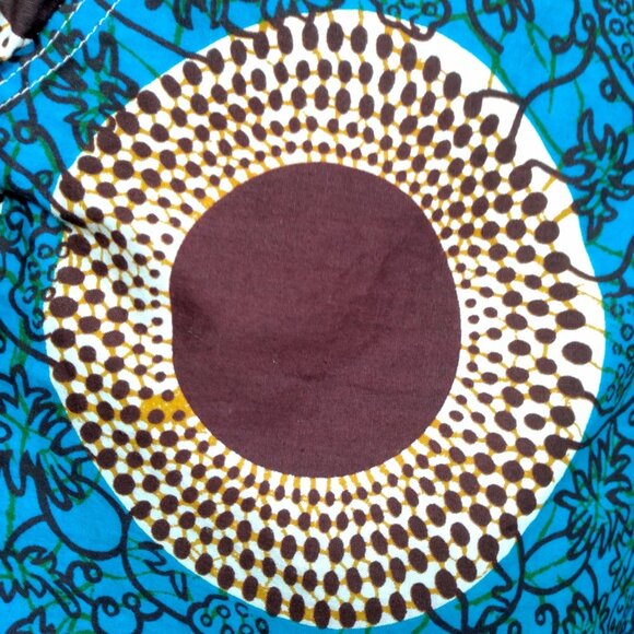 Handmade African Print Shirt Men XL Blue Tribal Mandala Fruit Snap Embroidered - Picture 11 of 16